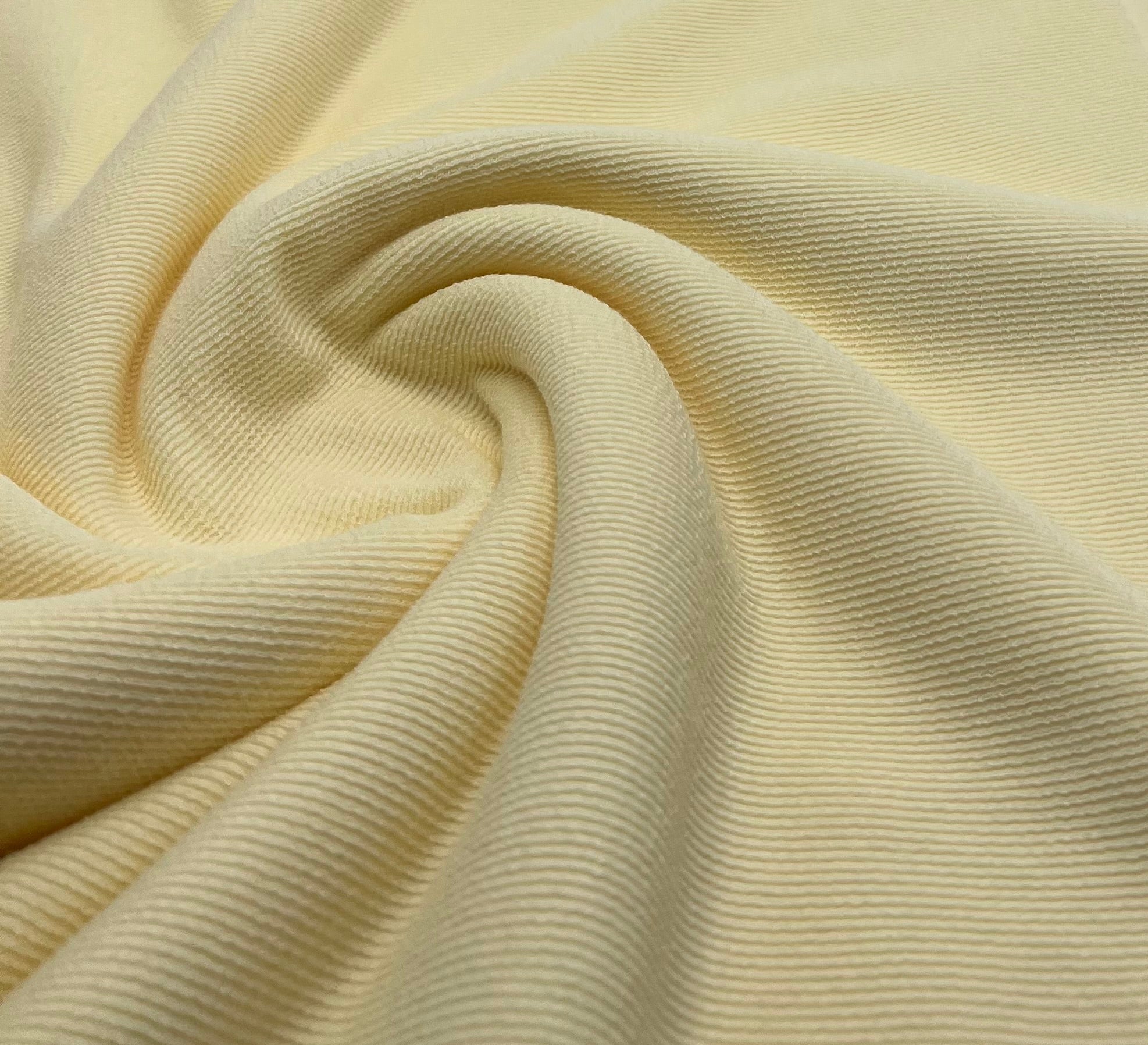 Pale Yellow Thick Fine Rib Stretch Fabric - T9 Fabrics